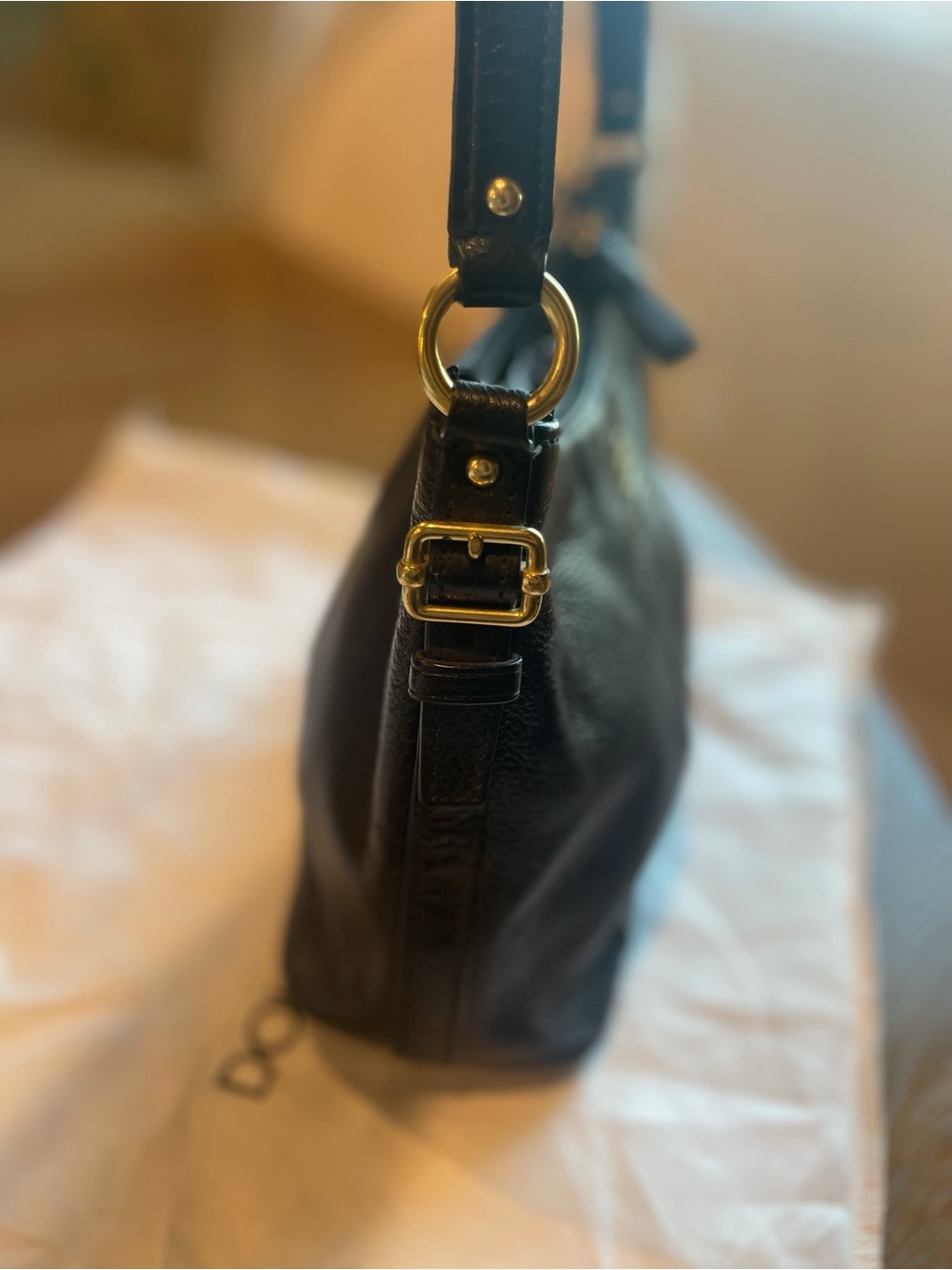 Coach Black Leather Shoulder Bag with Gold Hardware Accent - Picture 7 of 11